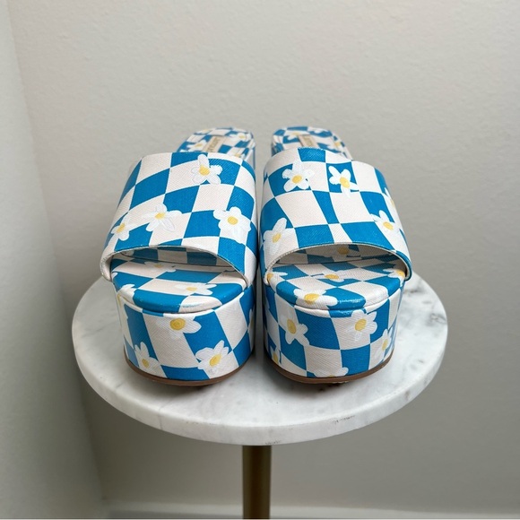 Larroudé Miso Platform Sandals Blue Daisy - Picture 3 of 7